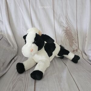 Gund Mooly Cow Plush Stuffed Toy Black White 30082 Laying 15 Inch